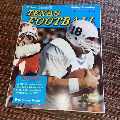 1971 Dave Campbell's Texas Football Spring Roundup Longhorns Steve Judy Tech SWC - Image 1 of 4