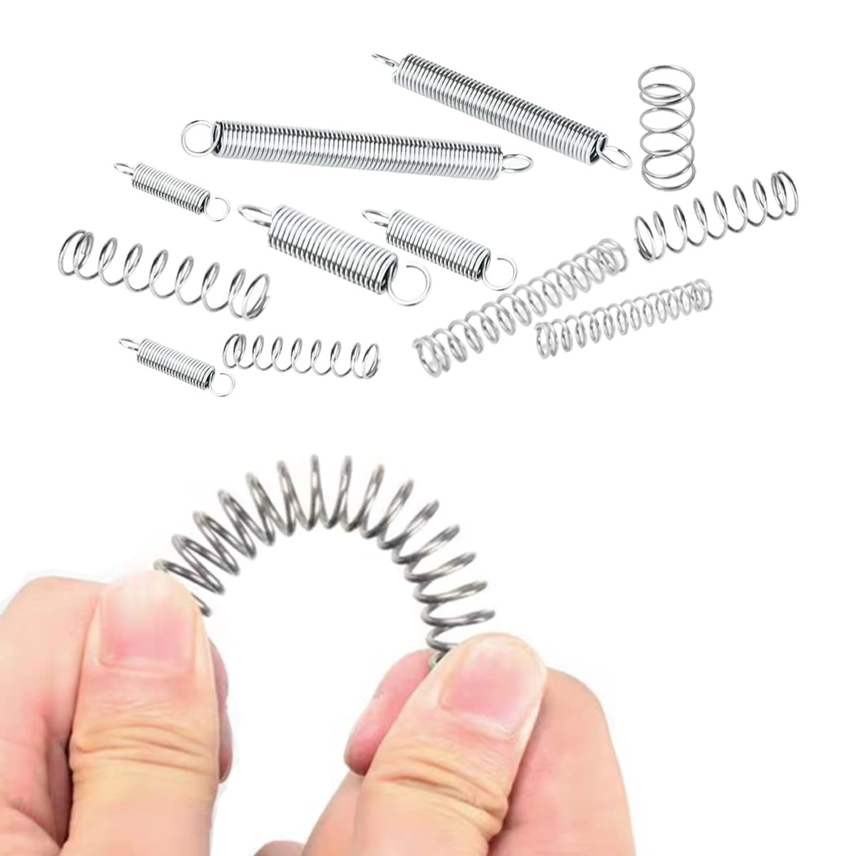 200PCS Spring Assortment Kit Zinc Plated Extension and Compression 20 Sizes 