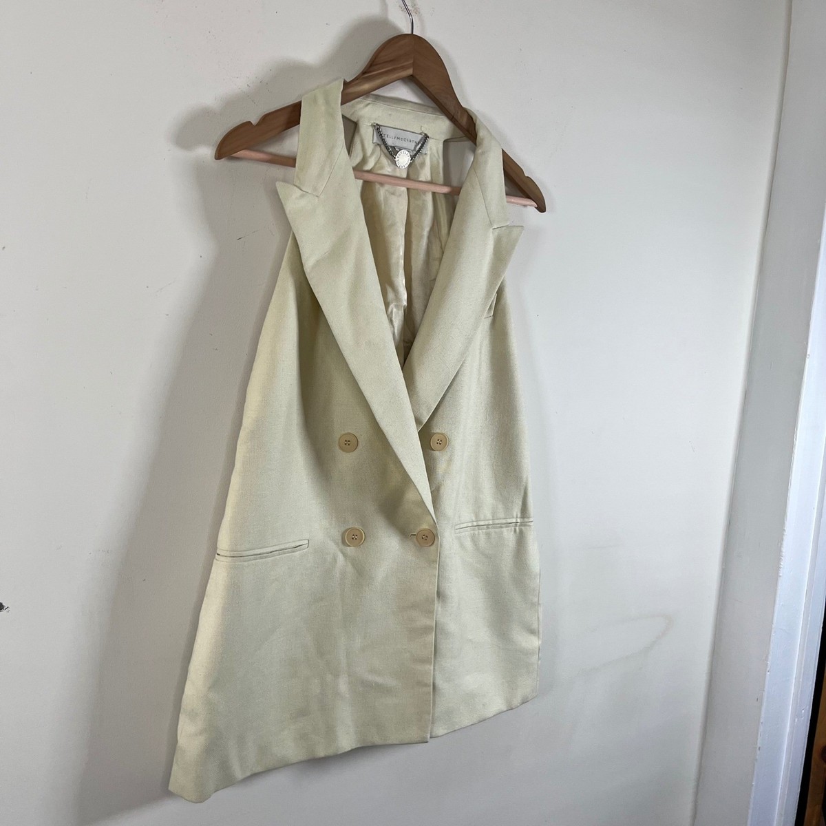 Stella McCartney Blazer Vest Double Breasted Cream Womens 44 Corpcore Chic View 2