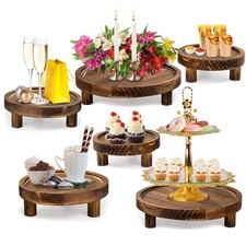 HAOPENGYOU 6PCS Wooden Risers for Display Wood Cake Stand for Party Round Foo...