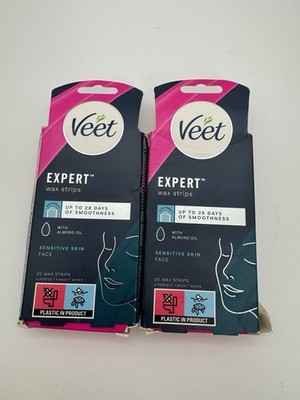 Veet Expert Kaltwachsstreifen Gesicht empfindliche Haut - 40 Streifen und 8 Finish Tücher