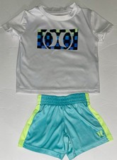 Toddler Boys 2 Piece Hurley Short Sleeve  Shorts Set Size 2T White w Green