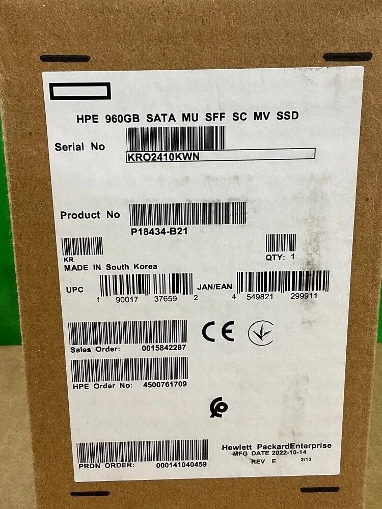 MBインターナショナル NEW P18434-B21 P18478-001 HPE 960GB SATA 6G 2.5