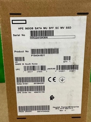 NEW P18434-B21 P18478-001 HPE 960GB SATA 6G 2.5" MU SSD Gen10 Solid State Drive