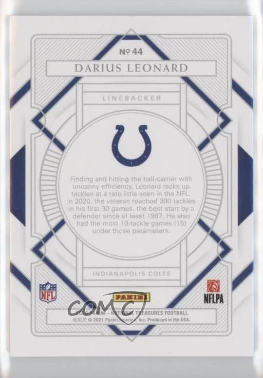 2020 Panini National Treasures Purple /50 Shaquille Leonard Darius Leonard #44 - Image 2 of 2