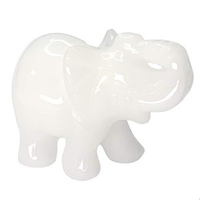 White Jade Elephant Gemstone Figurines Hand Carved Pocket Statue Healing Crys