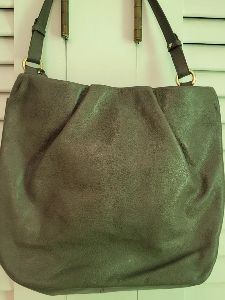 Bolso de hombro vintage de cuero gris brahmán con detalle de nudo RARO Foto 3 de 4