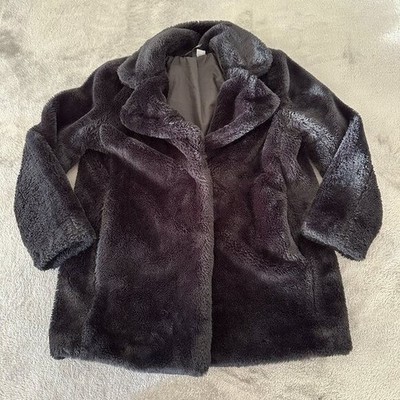 Divided H&M Black Faux Fur Coat Jacket Women's SMALL