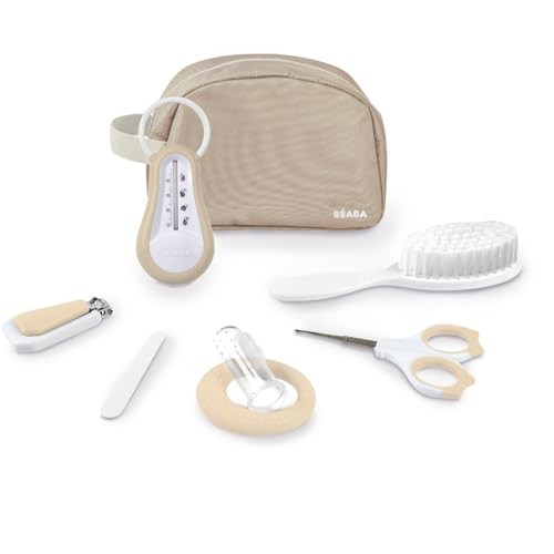BÉABA Trousse de Toilette Bébé Nomade pour couper les ongles et soigner le nez de bébé sans blessure