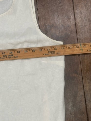 100 % Leinen 3-teiliges Set Ananas Top, weißes ärmelloses Top, grüne Hose Größe 12 - Bild 13 von 23