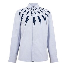 Neil Barrett Striped Shirt Thunderbolt Print ...