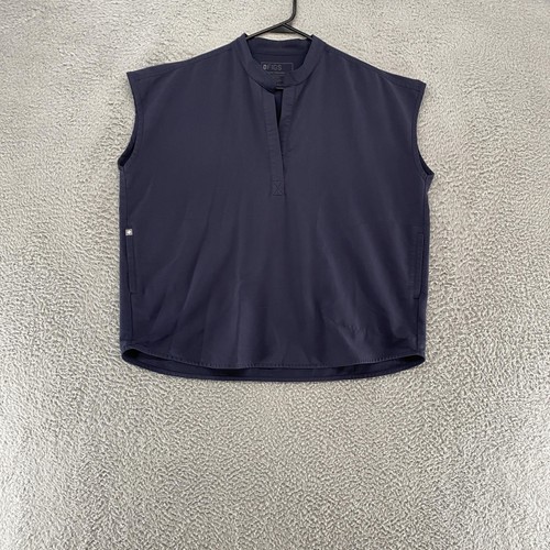 FIGS Scrub Top Womens Large Rafaela Navy Blue Sleeveless Oversized PO 2163