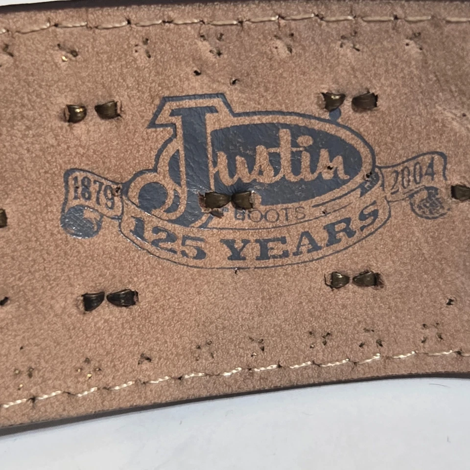 Justin Western с заклепками ремень блестящий со стразами патина кожи 34 C20815 ковбой - Изображение 4 из 4