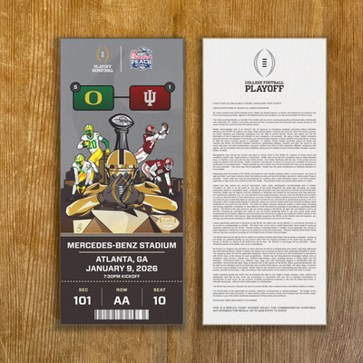 #ad INDIANA vs OREGON 2026 Peach Bowl Customizable Replica Ticket Stub Any Seat $19.99