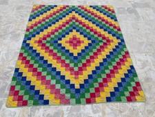 Vintage Stunning Patch Work Quilt Bedspread Bedcover Coverlet 246x213 Cm
