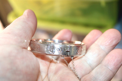 Sterling Silver Bangle - Foliate Design - JS - Birmingham - 1972