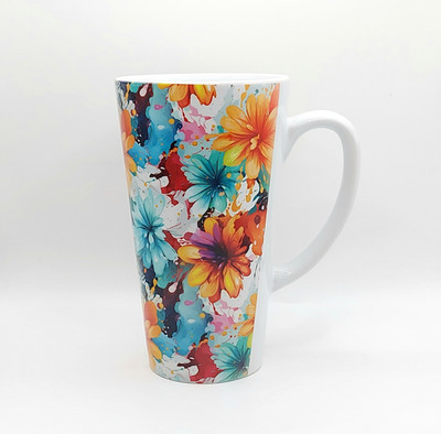Beautiful Garden Color Splash Coffee Latte Mug, Floral 17 Oz Ceramic Cup Mugzan