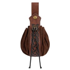 Renaissance Belt Pouch Medieval Coin Purse for LARP Ren standard, Brown-A