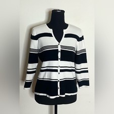Worthington- Black and White Button-Up Cardigan Size L