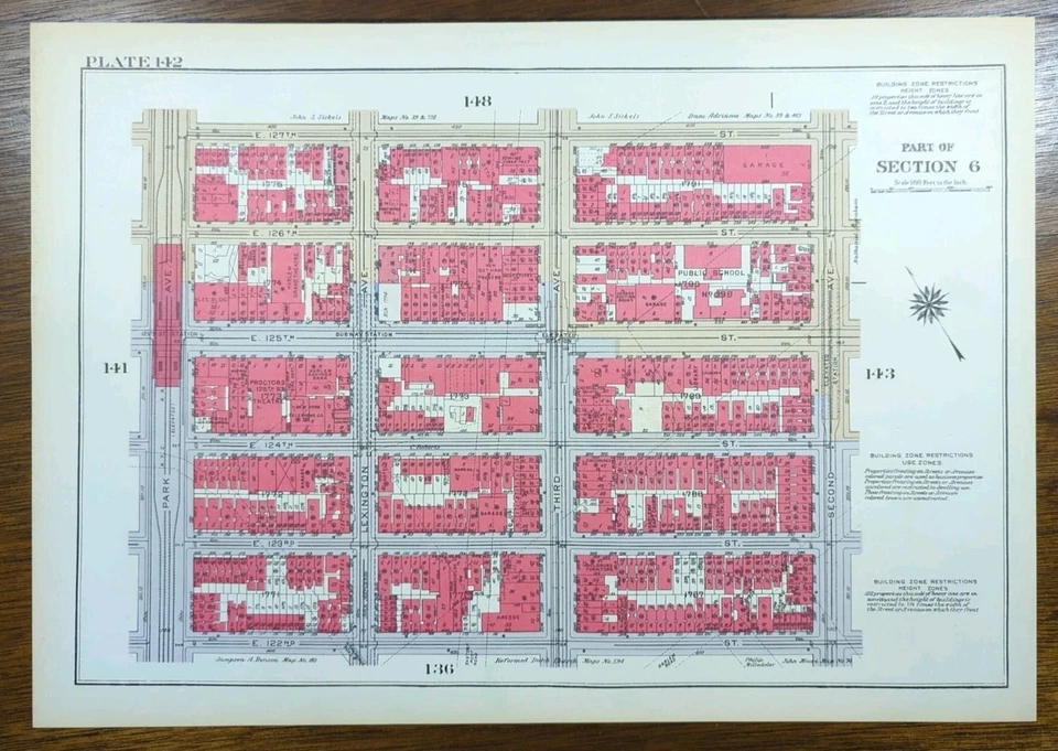 1934 New York City NY Map LENOX Av-PARK Av W116-W127 St MOUNT MORRIS Aka GARVEY - Image 3 of 4