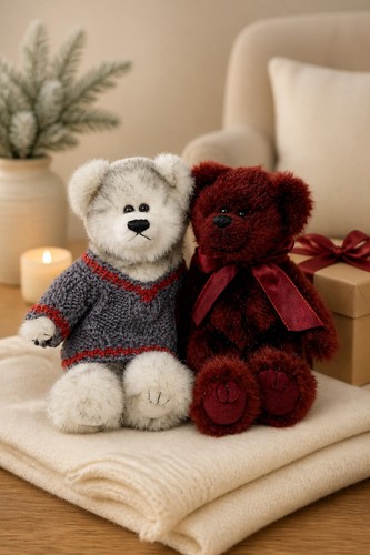 Vintage Ty Attic Treasures "Fairbanks" And "Beargundy" Plush Bears
