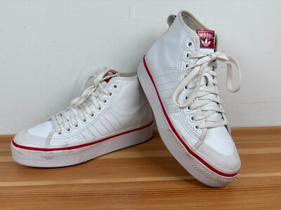 Adidas GV9743 Nizza Platform Mid Weiß Rot Leder UK 6,5 Damen Sneaker Schuhe