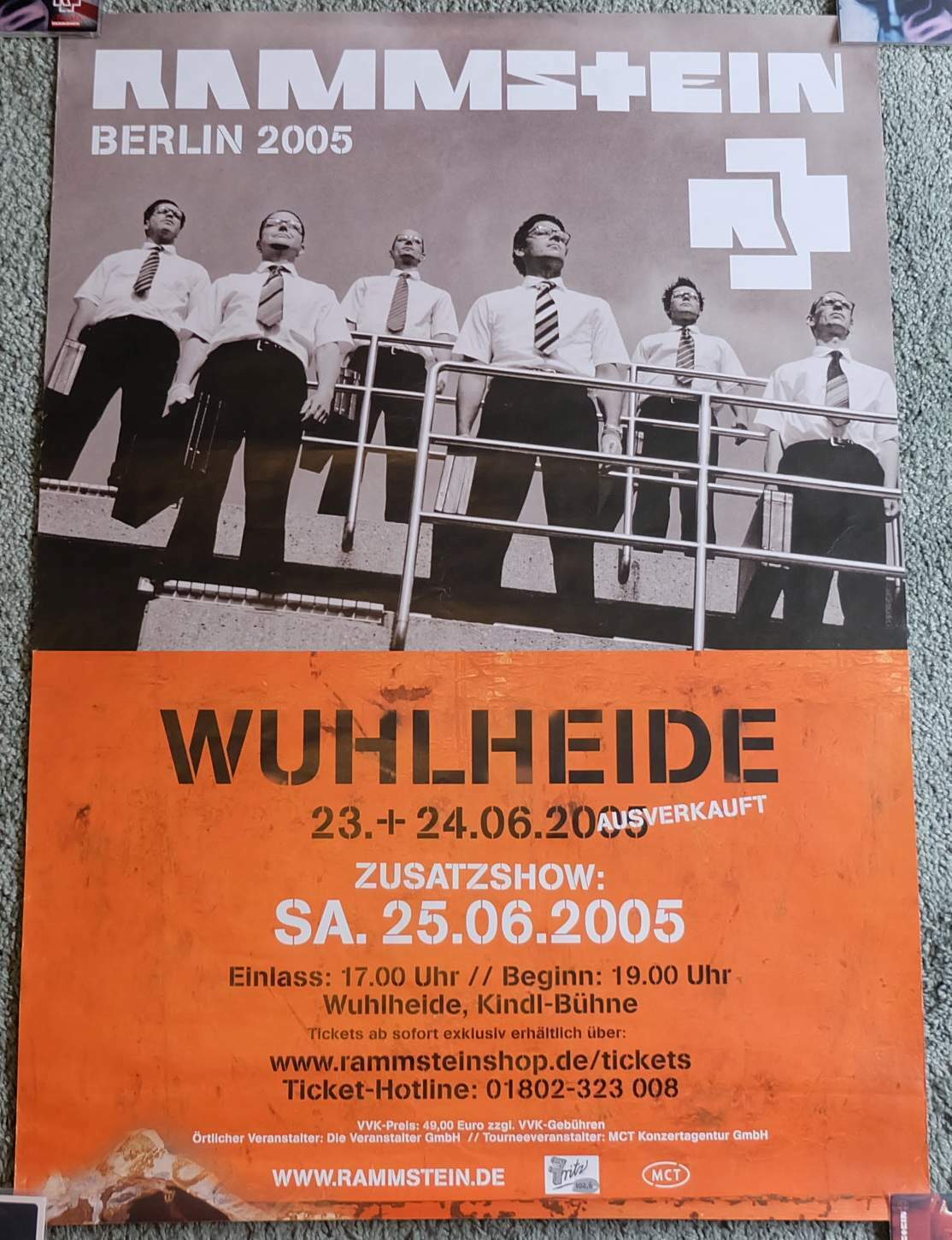 Rammstein Concert Poster Travel Travel Tour 25.06.2005 Dodatkowy pokaz Berlin R+ Mother Tania, nowa praca