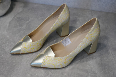 Heine Pumps/Sandalen, gelb-gold, Echtleder, Gr. 39, NEU