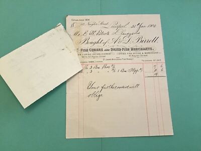 A & D Birrel Naylor Street Liverpool Trockenfisch Händler 1900 Quittung R43476