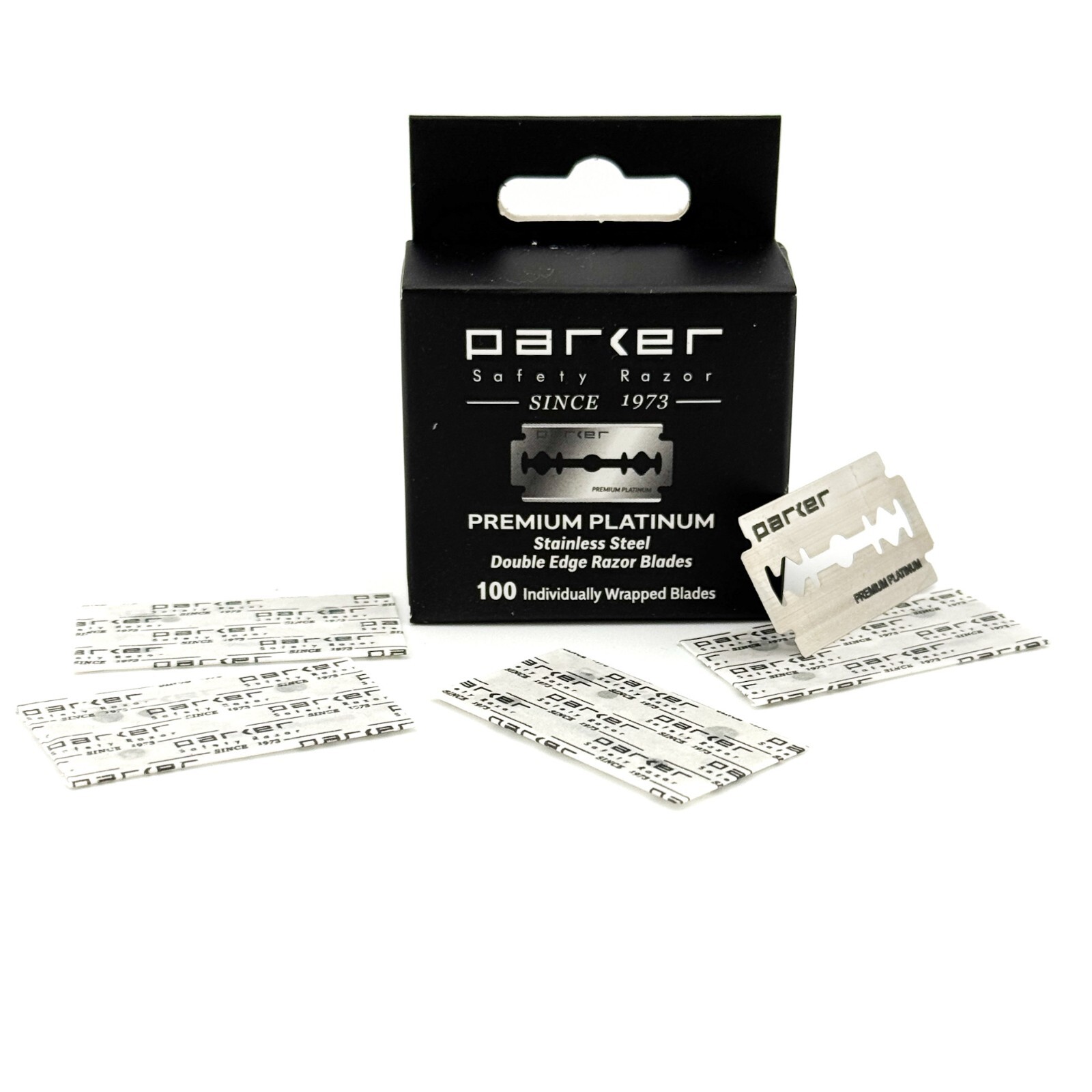 100 Parker Premium Platinum Stainless Double Edge Safety Razor Blade SALON Pack