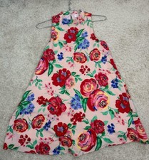 Everly Women’s Multicolor Floral Swing Shift Halter Dress Size S Teardrop Neck