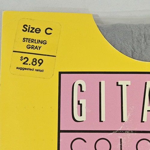 2 Vintage Gitano Colorfits Pantyhose Size C Sterling Gray Pinstripe Ebony Shadow - Picture 3 of 4