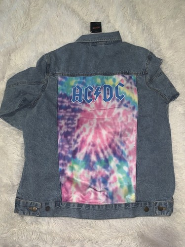 AC/DC Denim Jean Jacket Blue Tie Dye Women's Size Large NWT 🔥 🔥🔥🔥 - Picture 3 of 4