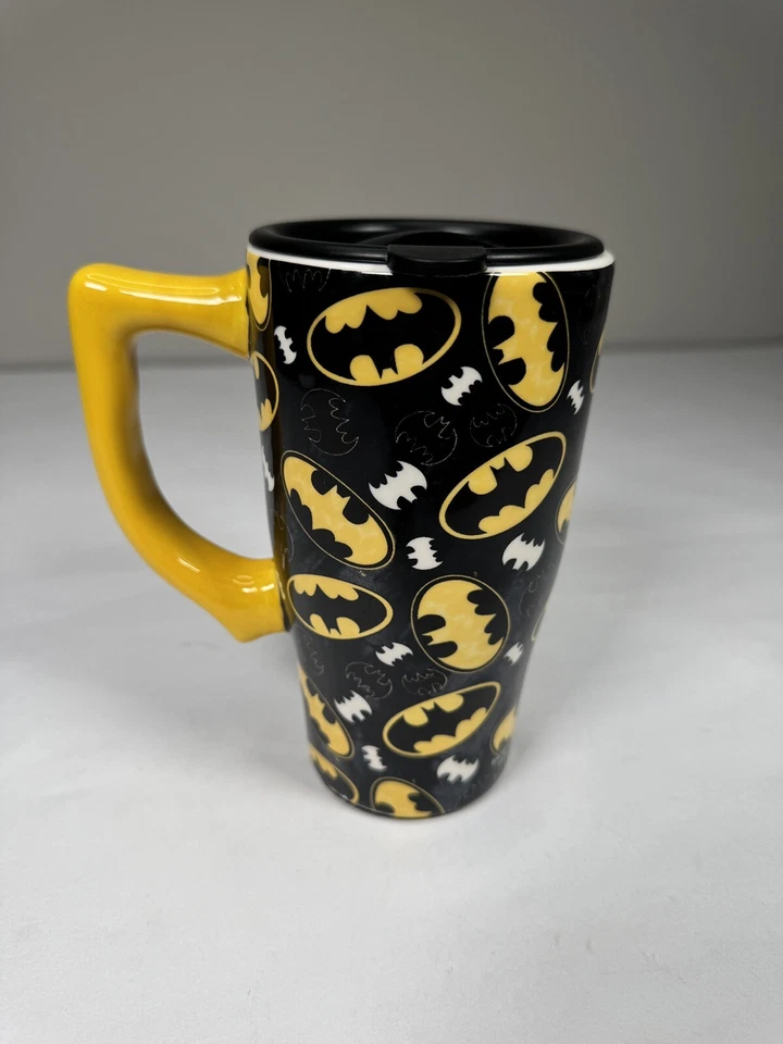 Batman Coffee Travel Mug Logo All Over Travel Mug Black DC Official - Image 3 of 4