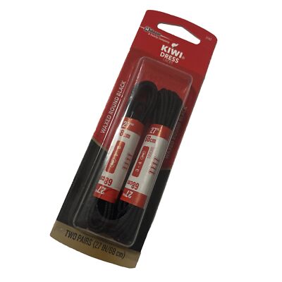 KIWI Dress Shoe Laces Waxed Round Black 27 inches - 2 Pairs Per Pack / New  | eBay