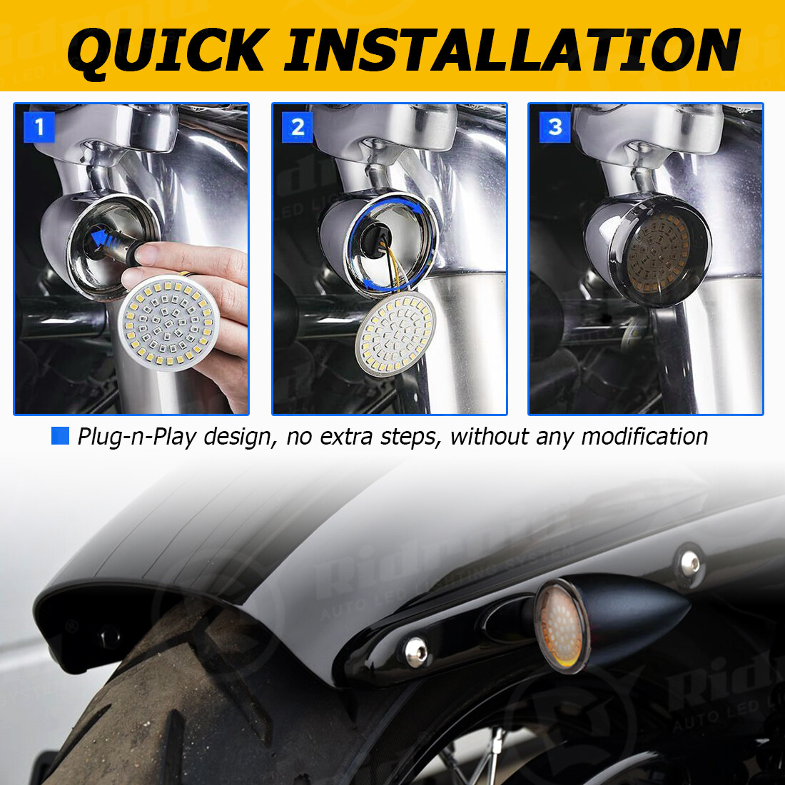 Motorcycle 1157 Front Rear LED Bullet Turn Signal Light Smoke Lens for Harley