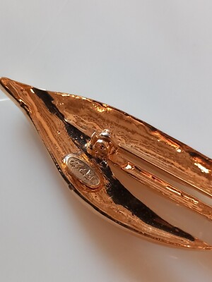 Broche Vintage En Forme De Tulipe, Métal Doré - Bijou Haute Couture Signé - Occasion