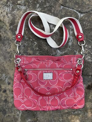 ❤️$98 COACH Poppy Signature Lurex Large Wristlet Pouch Bag