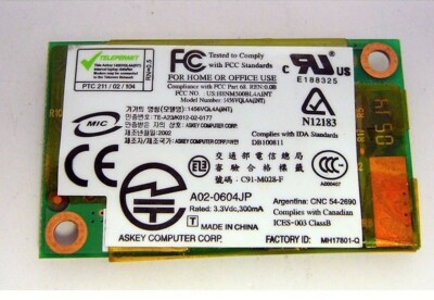 Askey 1456VQL4A(INT) Internes Laptop Modem Mini PCI Karte Vintage Retro 2002