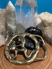 Rare Vintage AQUARIUS The Water Bearer BRASS 70s Hippie BELT BUCKLE STER1848 