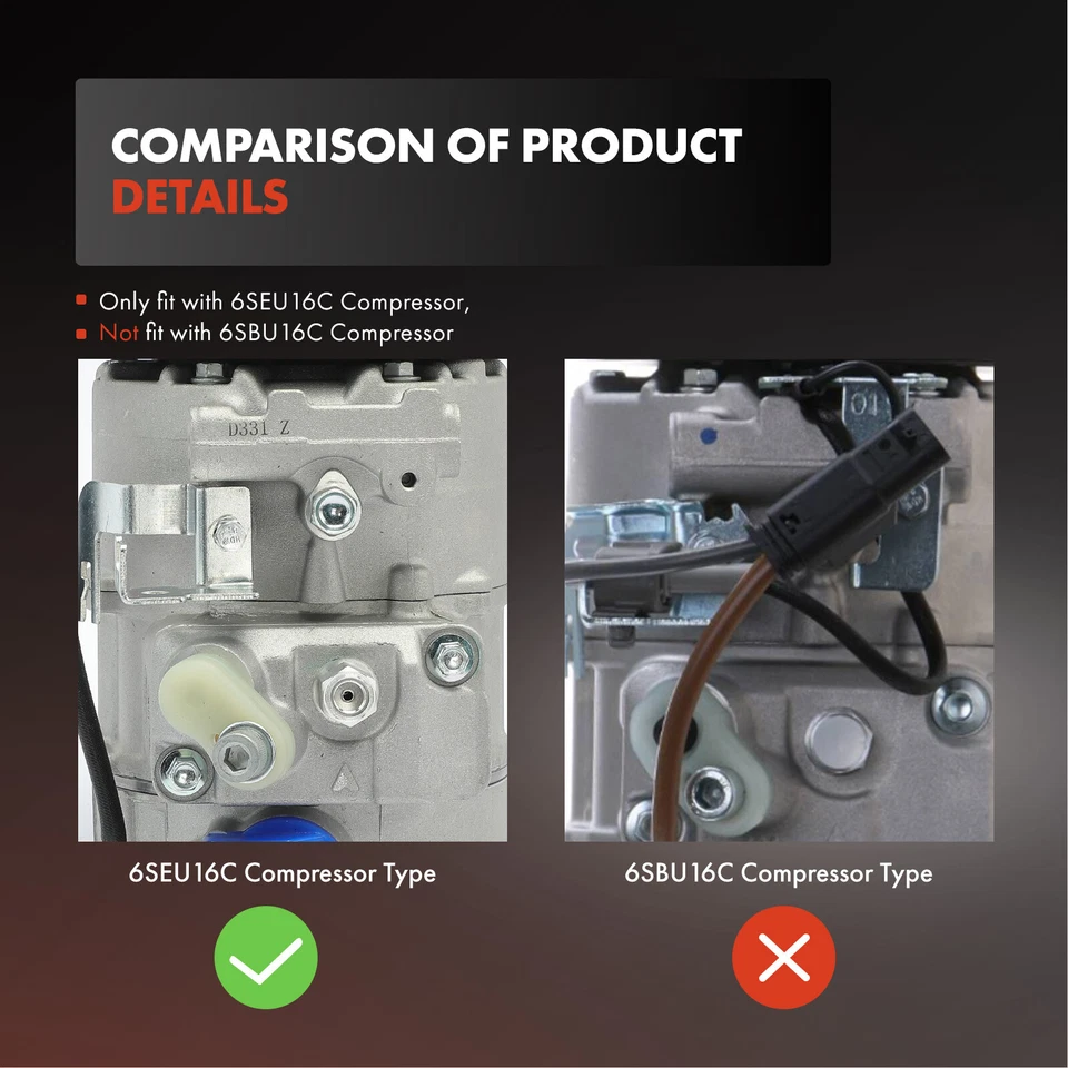 Компрессор кондиционера с 6 канавками для Mercedes-Benz GLK350 C300 CLS63 AMG S 6SEU16C - Изображение 3 из 4