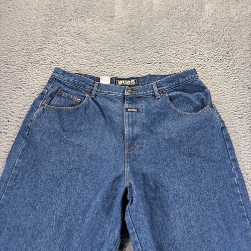 Vintage Boss Jeans Bermuda Mens 38x25 Blue Medium Wash Baggy Made USA - 第 2/9 張圖片