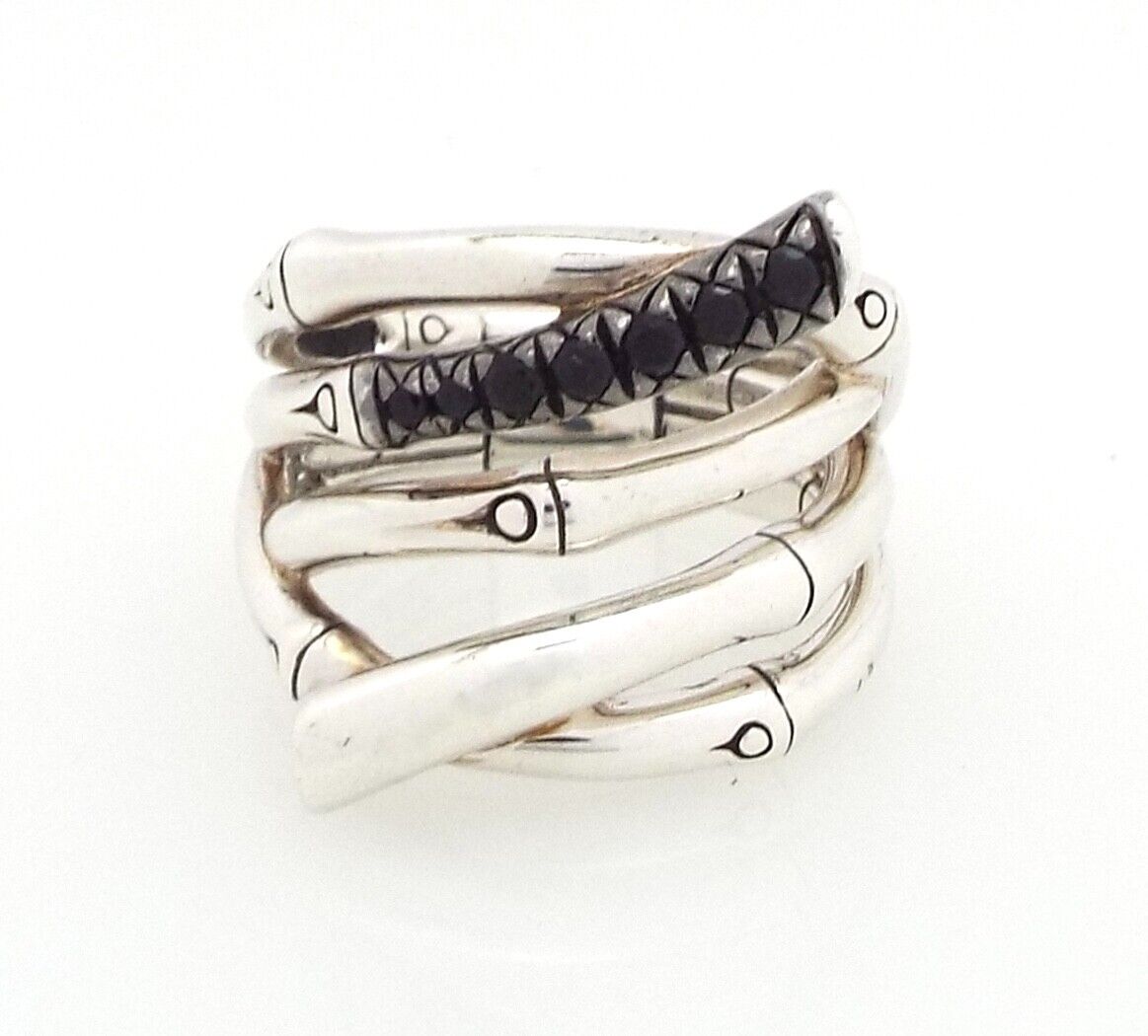 John Hardy - Bamboo Twist Ring - Pave Black Sapphires John Hardy - Bamboo Twist Ring - Pave Black Sapphires