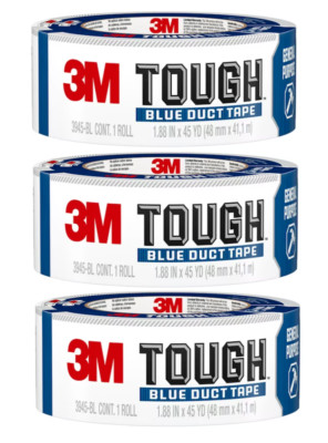 3M Duct Tape General Purpose Utility Blue Rubberized Duct Tape 3 Pack