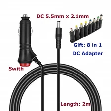 Car Cigarette Lighter Charger DC 5.5mm x 2.1mm Power Cable w/ Switch Car Monitor