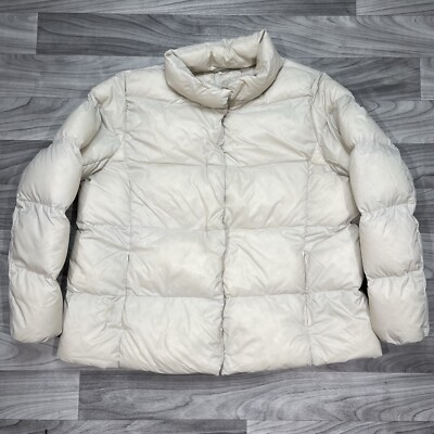 M&S Goose Down Puffer Jacket Women 18 Marks And Spencer Packable Coat Beige Worn