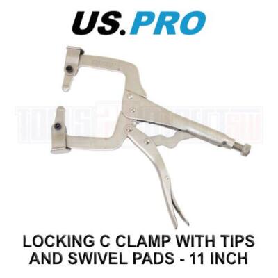 US PRO Tools 11'' Verriegelung C Klemme mit Spitzen und drehbaren Pads Maulwurf Griffe 5902