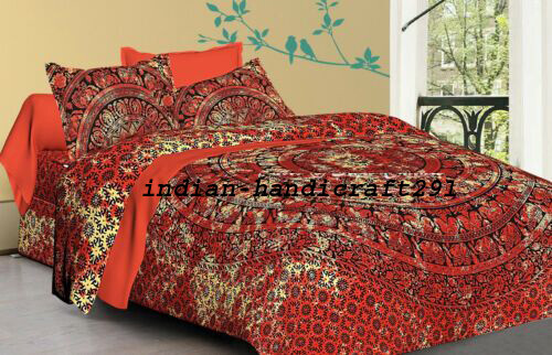 Indien Omber Mandala Boho Bedding Set Quilt Cotton Duvet Cover King Hippie Art - Picture 1 of 43