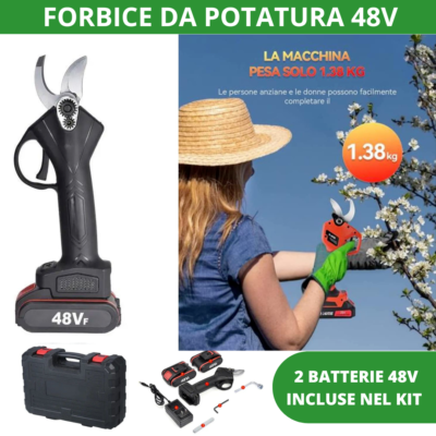 FORBICE A BATTERIA DA POTATURA+VALIGIA CESOIA 48V 3.0