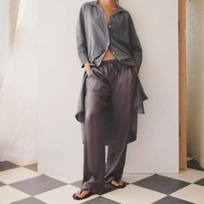 ZARA EMBROIDERED SATIN EFFECT PANTS ZW COLLECTION Size S